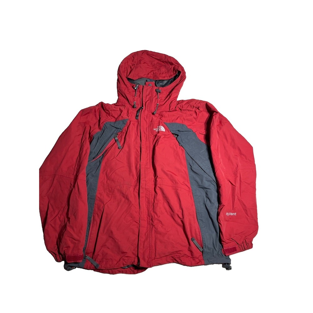 The North Face HyVent Insulated Ski Jacket Red Gray Mens LG Snowboard Snowmobile